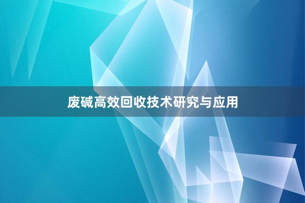 废碱高效回收技术研究与应用